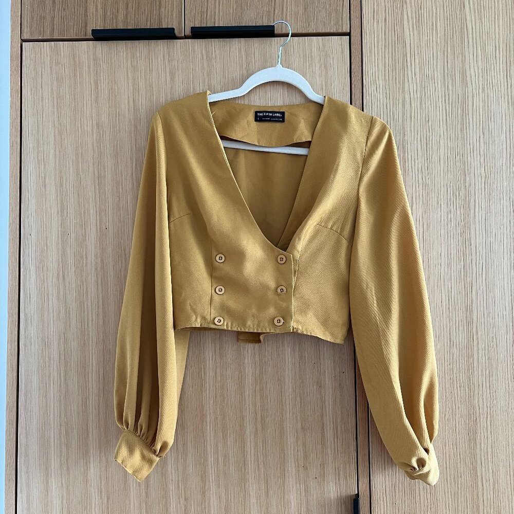 The Fifth Label mustard long sleeve crop top